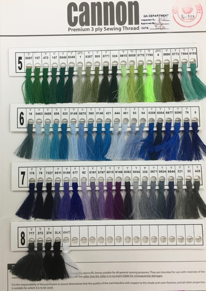 Cannon Thread Profile Cannon 3 Ply 250 meters Sewing Thread (Strip 1 to 4) – Manila Bay Thread