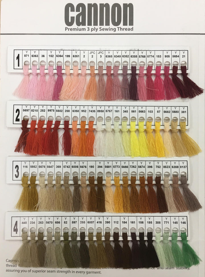 Cannon Thread Profile Cannon 3 Ply 1000 meters Sewing Thread (Strip 1 to 4) – Manila Bay Thread