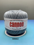 Cannon Mercerized (White, Black, Natural, BC050, BC051, MB767) Cotton Crochet Thread (Single Ball)