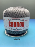 Cannon Mercerized (White, Black, Natural, BC050, BC051, MB767) Cotton Crochet Thread (Single Ball)