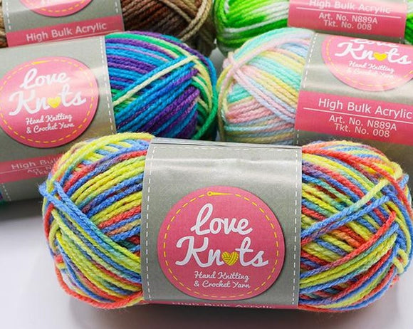 Love Knots 50 grams  Multicolors Acrylic Yarn