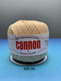 Cannon Mercerized (White, Black, Natural, BC050, BC051, MB767) Cotton Crochet Thread (Single Ball)