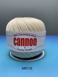 Cannon Mercerized (White, Black, Natural, BC050, BC051, MB767) Cotton Crochet Thread (Single Ball)