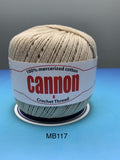 Cannon Mercerized (White, Black, Natural, BC050, BC051, MB767) Cotton Crochet Thread (Single Ball)