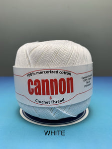 Cannon Mercerized (White, Black, Natural, BC050, BC051, MB767) Cotton Crochet Thread (Single Ball)